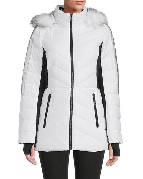 michael kors faux fur coat white|michael kors white puffer coat.